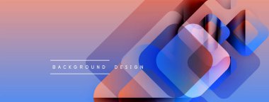 Soyut geometrik şekiller çakışıyor. Maviden pembeye geçiş. Metin arka plan tasarımı okur. Modern görsel kompozisyon.