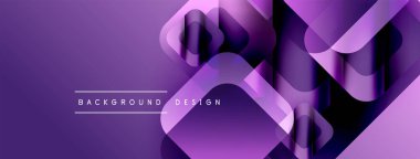Mor soyut geometrik şekiller dinamik görsel efekt oluşturur. Modern tasarım elementleri teknoloji ve yenilik öneriyor.