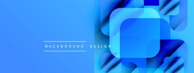 Mavi soyut tasarım katmanlı kareler, gradyanlar içerir. Sancaklar, sunumlar, dijital sanat için modern estetik. Temiz, enerjik..
