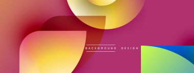 Soyut renkli şekiller çakışıyor. Gradyan renkler dinamik görsel efekt yaratır. Modern tasarım elementleri yaratıcılığı, akıcılığı önerir.