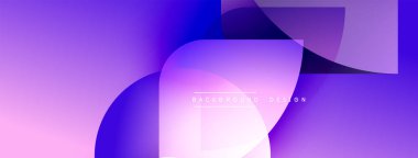 Soyut gradyanlar harmanlanarak yuvarlak şekiller oluşturur. Mor, mavi renkler tasarıma hakim, modern zemin oluşturuyor. Metin arkaplan tasarımı okur.