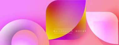 Soyut gradyanlar örtüşüyor, canlı pembe, mor, turuncu renkler yaratıyor. Modern tasarım öğeleri akıcılığı ve dinamizmi akla getiriyor. Metin arkaplan tasarımı okur.