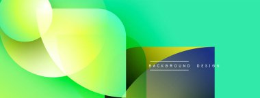 Soyut gradyanlar çakışıyor, dinamik görsel etki yaratıyor. Parlak yeşiller, sarılar kompozisyona hakim. Metin arkaplan tasarımı okur.