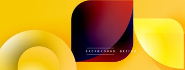 Soyut sarı, kırmızı renkler. Üst üste binen şekiller dinamik görsel efekt yaratır. Modern tasarım ögeleri pürüzsüz geçişler sunar.