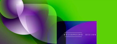 Soyut sıvı şekilleri, mor ve yeşil renkleri harmanlıyor. Modern tasarım farklı renkler, dinamik kompozisyon içerir. Minimalist metin ince markalaşma ekler.