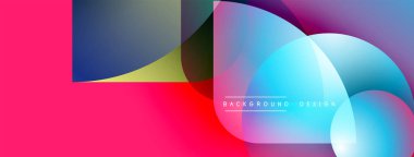 Soyut renkli tasarım. Üst üste binen şekiller dinamik görsel efekt yaratır. Gradyan renkleri pürüzsüz ve canlı bir şekilde harmanlanır.