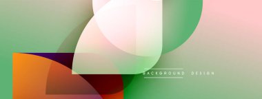 Soyut geometrik şekiller çakışıyor. Yumuşak eğimler modern, akışkan tasarım yaratır. Renkler karışır, dinamik bileşim oluşturur. Minimalist estetik.