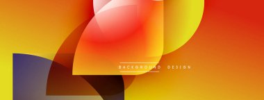 Soyut geometrik şekiller çakışıyor. Sıcak renkler baskın gelir, dinamik görsel efekt yaratır. Modern tasarım arka planlar için uygun.