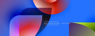 Soyut sıvı şekilleri örtüşür, parlak mavi, kırmızı, mor renkler yaratır. Arkaplan ve sunumlar için modern tasarım ögesi.