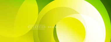 Soyut sarı tasarım, üst üste binen daireler, gradyanlar. Sancaklar ve arka planlar için modern ve dinamik kompozisyon.