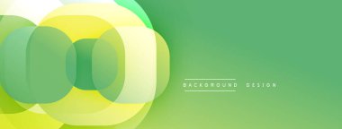 Soyut yeşil tasarım, üst üste binen daireler. Yumuşak eğimler derinlik yaratır, modern estetik. Basit, temiz arkaplan ögesi.