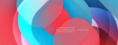 Soyut renkli çakışan daireler dinamik görsel efekt yaratır. Eğilimli modern tasarım, arka planlar için uygun.