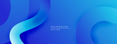 Soyut mavi arkaplan. Düz eğriler dinamik katmanlar, modern tasarım yaratır. Minimalist estetik, dijital projeler için uygun.