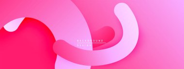 Soyut pembe arka plan. Üst üste binen şekiller derinlik yaratır, düzgün eğimler ise görsel ilgi sunar. Modern tasarım ögesi.