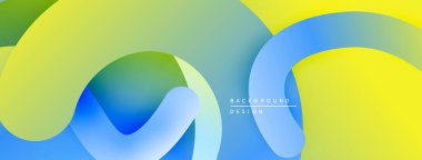 Soyut sıvı şekilleri örtüşür ve canlı renk değişimleri yaratır. Sarılar, maviler, yeşiller pürüzsüzce harmanlanır. Modern tasarım ögesi.