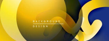Soyut sıvı şekiller, canlı sarı, koyu mavi, zeytin tonları. Modern tasarım, pürüzsüz gradyanlar dinamik bileşim oluşturur.