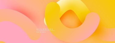 Soyut arkaplan özellikleri akan şekiller, sıcak renk eğimleri. Turuncu, sarı, pembe renkler kusursuz bir şekilde harmanlanmış modern tasarım yaratıyor..