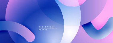 Soyut akışkan şekiller harmanlanarak canlı mavi ve mor renkler yaratır. Modern tasarım hareketi, derinliği, görsel ilgiyi çağrıştırıyor.