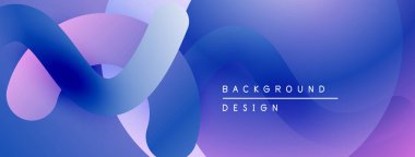 Soyut sıvı şekilleri, mor renkler baskın gelir. Gradyan karışımları modern tasarım yaratır. Minimalist estetik, pürüzsüz geçişler görünür..