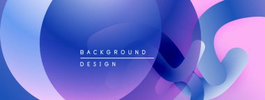 Soyut sıvı şekilleri mor, mavi ve pembe renkleri harmanlar. Modern tasarım dinamik görsel doku yaratır. Yumuşak eğimler yumuşak estetik sunar.