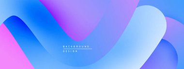 Soyut akışkan şekiller, canlı mavi, mor, pembe gradyanlar. Modern tasarım, pürüzsüz geçişler, yumuşak eğriler dinamik görsel efekt yaratır.