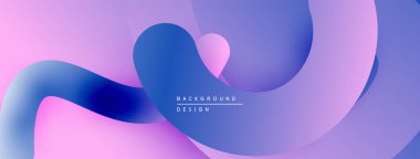 Soyut sıvı şekilleri mor, pembe renkleri harmanlıyor. Modern tasarım hareketi ve yumuşaklığı çağrıştırıyor. Arkaplanda metin arkaplan tasarımı.