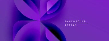 Soyut mor tasarım, üst üste binen kıvrımlı şekiller. Gradyan dinamik görsel efekt yaratır. Metin arkaplan tasarımı okur.