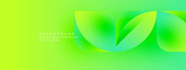 Parlak eğimli arkaplan, soyut yaprak şekilleri içerir. Canlı yeşil renkler düzgün bir şekilde harmanlanarak dinamik görsel efekt yaratır. Minimalist tasarım.