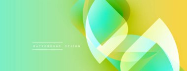 Soyut sıvı şekilleri örtüşür ve canlı bir arkaplan oluşturur. Sarı, yeşil renkler tasarımda baskın, hareket ve enerji öneriyor..