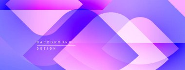 Soyut geometrik şekiller örtüşüyor, canlı mor ve pembe renkler yaratıyor. Arkaplan ve sunumlar için modern tasarım ögesi.
