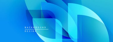 Soyut mavi şekiller örtüşüyor ve dinamik bir değişim etkisi yaratıyor. Modern tasarım arka planlar ve sunumlar için uygundur. Yumuşak geçişler görünür.