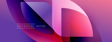 Soyut gradyanlar çakışıyor, dinamik görsel etki yaratıyor. Mor, pembe, mavi renkler kompozisyona hakim. Mevcut en küçük metin.