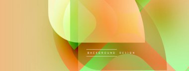 Soyut sıvı şekiller, canlı renklerin karışımı. Şeftali, sarı, yeşil renkler modern arkaplan tasarımı yaratır. Minimalist stil.