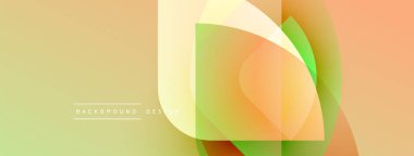 Soyut geometrik şekiller çakışıyor. Yumuşak sarı, turuncu, yeşil renkler modern arka plan tasarımını sorunsuzca harmanlıyor. Minimalist stil.