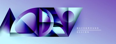 Soyut geometrik şekiller, mor renkler, dinamik kompozisyon. Arka planlar ve sunumlar için modern tasarım öğesi. Yumuşak eğimler, temiz çizgiler.