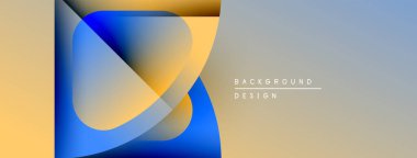 Soyut şekiller örtüşür, dinamik görsel etki yaratır. Sıcak, serin renkler, gradyan arkaplan ile harmanlanır. Mevcut en küçük metin.