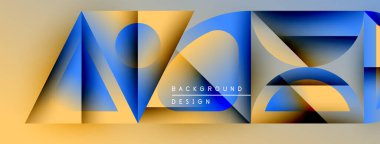 Soyut geometrik şekiller, mavi, altın rengi. Modern tasarım elementleri katmanlı görsel efekt yaratır. Metin arkaplan tasarımı okur.