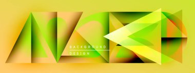 Soyut geometrik bileşim. Sarı, yeşil renkler tasarımda baskın. Modern tarz, katmanlı üçgenler dinamik görsel efekt yaratır.
