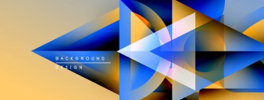 Soyut geometrik tasarım. Üst üste binen şekiller dinamik görsel efekt yaratır. Sıcak, serin renkler kusursuz bir şekilde harmanlanır. Modern estetik.