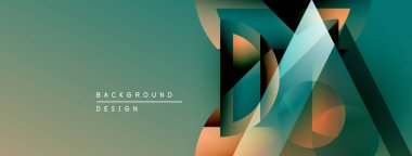 Soyut geometrik şekiller örtüşüyor, dinamik deniz mavisi ve turuncu renkler yaratıyor. Modern tasarım elementleri yenilik ve akıcılık öneriyor. Arkaplan özellikleri metin etiketleri.