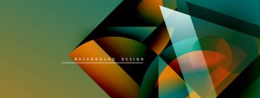 Soyut geometrik şekiller örtüşür, dinamik görsel efekt yaratır. Renkler harmanlanmış, turuncu, kahverengi, modern arkaplan tasarımı.