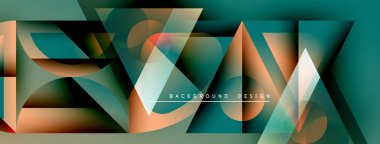 Soyut geometrik şekiller örtüşüyor, dinamik deniz mavisi ve turuncu renkler yaratıyor. Arkaplan ve sunumlar için uygun modern tasarım ögesi.