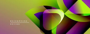 Soyut geometrik şekiller canlı renkleri harmanlarlar. Gradyan geçişler dinamik görsel doku yaratır. Modern tasarım elementleri enerji, hareket.