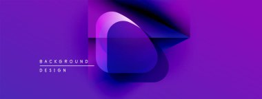 Soyut mor dizayn, üst üste binen şekiller, gradyanlar. Modern estetik, canlı renkler dinamik görsel etki yaratır.