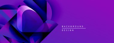 Soyut mor tasarım geometrik şekiller, gradyanlar içerir. Sancaklar ve sunumlar için modern arka plan ideal. Canlı, dinamik bileşim.