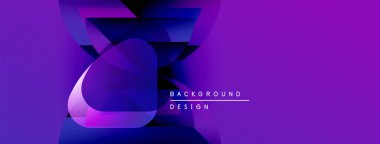 Soyut mor tasarım. Üst üste binen şekiller dinamik görsel efekt yaratır. Metin arka plan tasarımı okur. Modern, canlı kompozisyon.