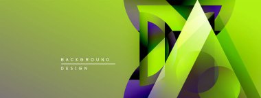 Soyut geometrik tasarım. Canlı yeşil, mor renkler dinamik görsel efekt yaratır. Dijital projeler için modern arkaplan.