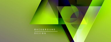 Soyut geometrik şekiller, canlı yeşil renkler, katmanlı tasarım. Metin elemanları ve dinamik bileşimi olan modern arkaplan.