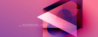Soyut geometrik bileşim. Pembe, mor renkler dizaynın hakimi. Üst üste binen şekiller derinlik yaratır, modern estetik. Metin arkaplan tasarımı okur.