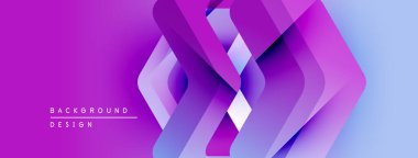 Soyut geometrik şekiller örtüşüyor, canlı mor, mavi bir eğim yaratıyor. Modern tasarım teknoloji, yenilik ve enerji öneriyor.
